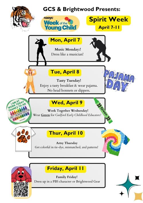  dates and themes for each day 